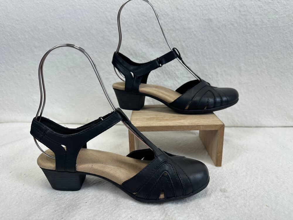 Earth Origins Marietta Capella Womens Black Leather Strap Heels SZ 7.5 NWOT